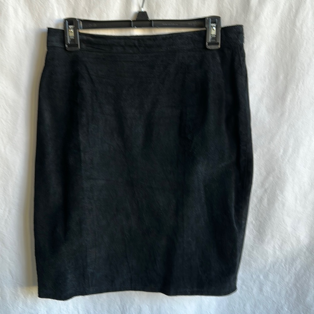 Black suede leather skirt, size 12